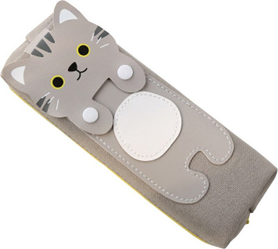 

Jadebin Cat Series Plain Art Canvas Pencil Box(Set of 1, Grey)