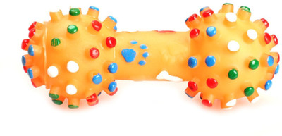 

Foodie Puppies High Quality Natural Rubber Colorful Dumbbell Squeaky Fun Toy - Small (Color May Vary) Rubber Chew Toy, Fetch Toy For Dog
