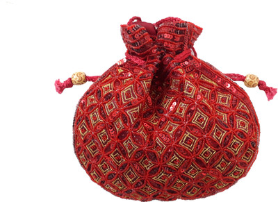 

HimalayaHandicraft Stylish Wedding/Casual/Party Potli bag for Girl's and Women's Potli(Red)