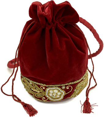 

Master Piece Crafts Royal Velvet Maroon Potli Bag Potli(Gold)