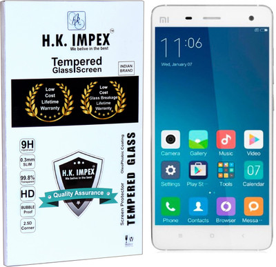 H.K.Impex Tempered Glass Guard for MI 4,mi4 tempered glass in mobile screen guard (full display cover).(Pack of 1)