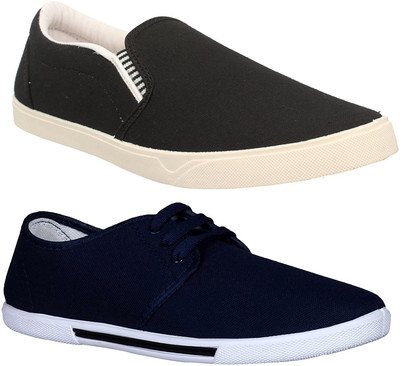 

Pexlo Combo Pack of 2 Casual Shoes (Loafers Shoes) Canvas Shoes For Men(Navy, Black