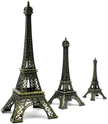 Mohangifts Paris Souvenir Famous Landmark collectibles Eiffel Tower Replica Metal Miniature Statue set of 3 sizes Decorative Showpiece  -  25 cm(Bronze, Brown)