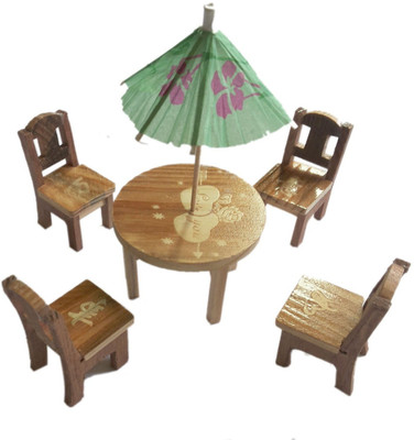 BuzyKart Wooden Baby Chair Table Set Dollhouse Miniature (It Is Only A Small Dollhouse Toy) Decorative Showpiece  -  6 cm(Wood, Brown)