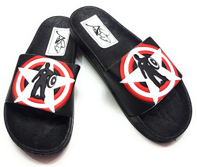 

Angel Fashion Angel Fashion CaptainAmerica-Shield Slipper for Men Slides, Black