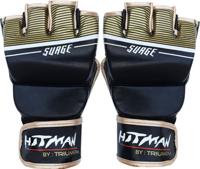 

Hitman Surge Micro Leather Print Black/Golden Mixed Martial Art Gloves (M, Black, Gold), Multicolor