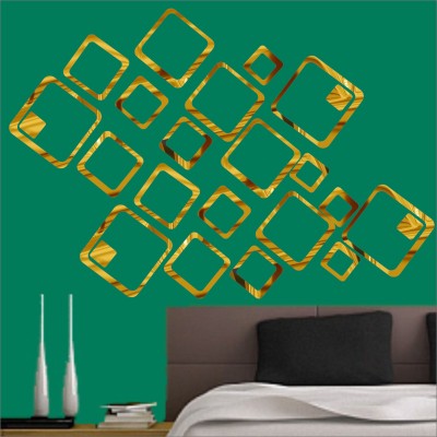 LOOK DECOR 90 cm 24 Square Golden (Pack of 24) 2 Self Adhesive Sticker(Pack of 24)