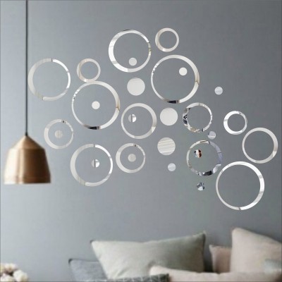 LOOK DECOR 90 cm 30 Circle Ring And Dots Silver (Pack of 30) 7 Self Adhesive Sticker(Pack of 30)