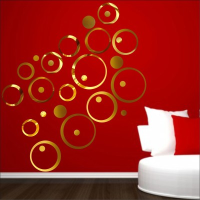 LOOK DECOR 90 cm 30 Circle Ring And Dots Golden (Pack of 30) 4 Self Adhesive Sticker(Pack of 30)