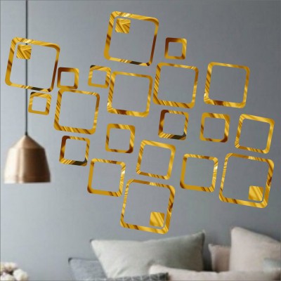 LOOK DECOR 90 cm 24 Square Golden (Pack of 24) 8 Self Adhesive Sticker(Pack of 24)