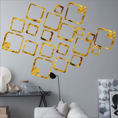 LOOK DECOR 90 cm 24 Square Golden (Pack of 24) 1 Self Adhesive Sticker(Pack of 24)