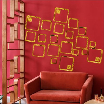 LOOK DECOR 90 cm 24 Square Golden (Pack of 24) 4 Self Adhesive Sticker(Pack of 24)