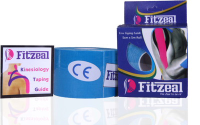 

Fitzeal Kinesiology Tape, Waterproof Therapeutic and Sports Injury Tape (5m x 5cm) with Free Taping Guide Injury Tape(Blue)