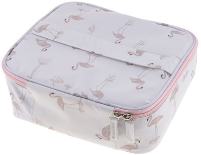 

House of Quirk Flamingo Portable Toiletry Make Up Bag Waterproof with Collapsible Compartments (White) Travel Toiletry Kit(White)