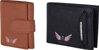 Martell Men Black Artificial Leather Wallet(4 Card Slots), Brown