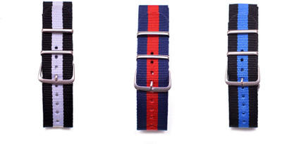 

Watch Me Make Your Own Watch By Watch Me- NATO Multicolored Straps (ONLY Straps)-MYOW COLLECTION (All Straps in this collection-22 mm except Black Strap-20 mm,Military Strap -20 mm) myow-bk-w-bu-r-bk-bu 22 mm Nato Nylon Stylish trendy Strap Combos Watch S