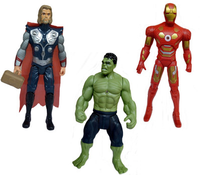 

Speoma HULK, IRON MAN AND THOR AVENGERS SUPERHEROES ACTION FIGURES TOYS FOR KIDS WITH LED LIGHTING [25CM](Multicolor)