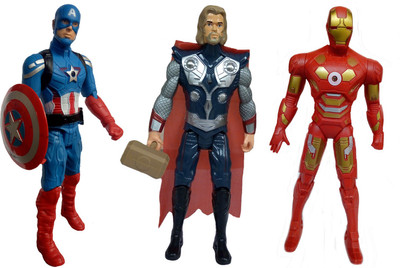 

Speoma CAPTAIN AMERICA ,THOR AND IRON MAN AVENGERS SUPERHEROES ACTION FIGURES TOYS FOR KIDS WITH LED LIGHTING [25CM](Multicolor)