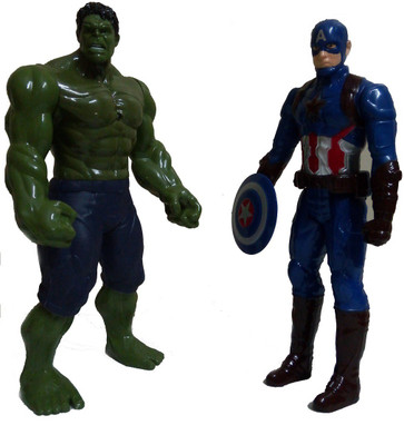 

IndusBay Hulk and Captain America Action Figure Avengers Infinity war Superheros with light and Sound (12.5 Inches)(Blue, Green)