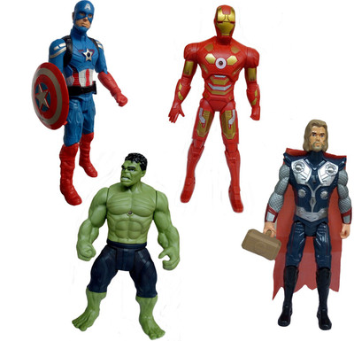 

Speoma HULK,CAPTAIN AMERICA ,THOR AND IRON MAN AVENGERS SUPERHEROES ACTION FIGURES TOYS FOR KIDS WITH LED LIGHTING [25CM](Multicolor)