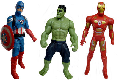 

Speoma HULK,CAPTAIN AMERICA AND IRON MAN AVENGERS SUPERHEROES ACTION FIGURES TOYS FOR KIDS WITH LED LIGHTING [25CM](Multicolor)