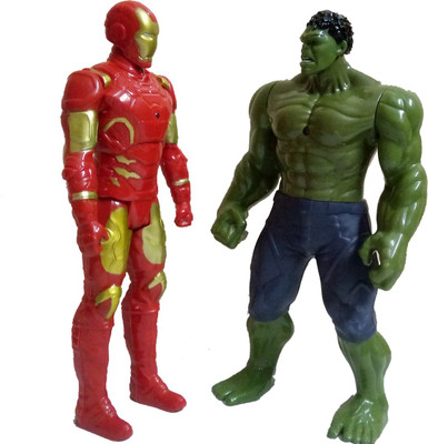 

IndusBay SuperHeros Iron Man and Hulk Action Figure Avengers Infinity war Superheros with light and Sound (12.5 Inches)(Red, Green)