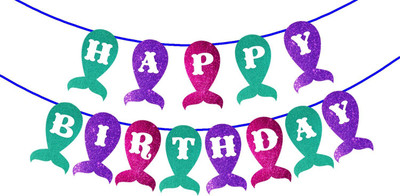 

PARTY PROPZ Colorful Mermaid Party Decorations Banner Bunting - Mermaid Tail Decoration for Kids Birthday Party Decorations Supplies Banner(6.5 ft, Pack of 1)