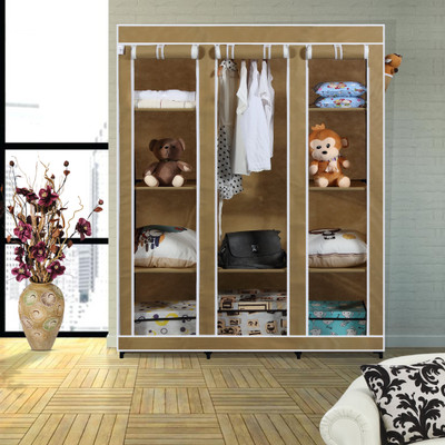 Flipkart Perfect Homes Studio 3 Door 10 Shelf PP Collapsible Wardrobe(Finish Color - Beige, DIY(Do-It-Yourself)) Flipkart Perfect Homes Studio 3 Door 10 Shelf PP Collapsible Wardrobe(Finish Color - Beige, DIY(Do-It-Yourself))
