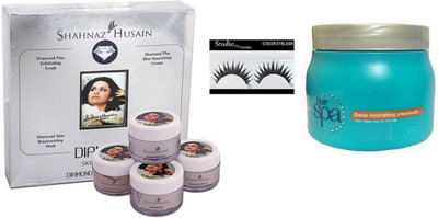 

Studio Fix Combo Eyelashes& Loreal Hair Spa Deep Nourishing Creambath, Shahnaz Husain Diamond Facial kit(Set of 3)