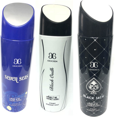 

Arochem Seven Seas ,Black Oudh & Black Jack Perfume Body Spray - For Men & Women(600 ml, Pack of 3)