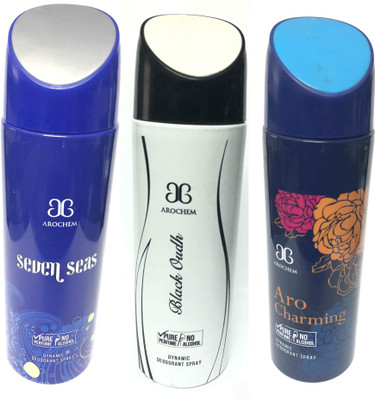 

Arochem Seven Seas ,Black Oudh & Charming Perfume Body Spray - For Men & Women(600 ml, Pack of 3)