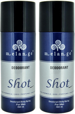 

MELANGE Deodorant Shot For Men , 150ml pack of 2 Body Spray - For Men(150 ml, Pack of 2)