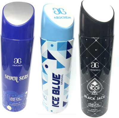 

Arochem Seven Seas ,Ice Blue & Black Jack Perfume Body Spray - For Men & Women(600 ml, Pack of 3)