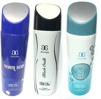 

Arochem Seven Seas ,Black Oudh & H2o Perfume Body Spray - For Men & Women(600 ml, Pack of 3)