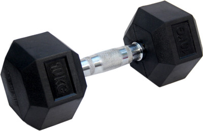 

Sportshour (Single) 10 kg Hex Dumbbell Fixed Weight Dumbbell(10 kg), Black;slver