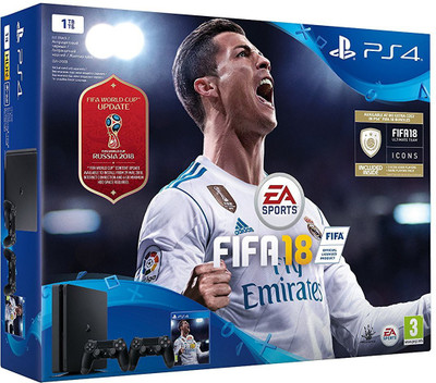 Sony PlayStation 4 (PS4) Slim 1 TB GB with Fifa 18 World Cup(Jet Black)