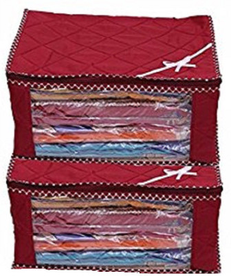 KUBER INDUSTRIES Design Layered Quilted Multi Saree Cover Set Of 2 Pcs (10-15 Sarees Capacity),Maroon,Pack Of 2 Pcs,Fabric KSL000402(Maroon)