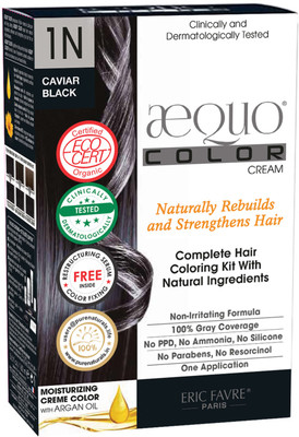 

Aequo Organic Women 1N Jet Black Hair Colour-170ml- Derma Certified Hair Color(Caviar Black)