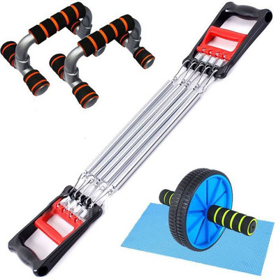 

BAANI INTERNATIONAL Combo Of 5 Spring Chest expander + Push Up And AB Wheel Gym & Fitness Kit Gym & Fitness Kit