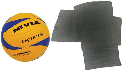 

Nivia 'Spiral' Volleyball (Size: 4) + one Pair of Knee Padded Supporter (Color On Availability)- Volleyball Kit