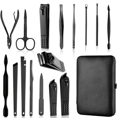 

Beauté Secrets Manicure Kit 16 Tools with Nail Clippers, Nail Filer, Ear Pick, Cuticle Trimmer, Serrated Foot File, Eyebrow Scissor, Eyebrow Tweezer, Stainless Steel Nail Scissors, V-Shaped Push Stick, Grooming Kit with Peeling Knife, Nail Cleaning Knife,