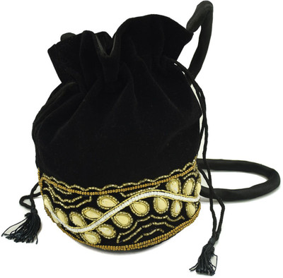 

Master Piece Crafts Royal Velvet Black Potli Bag Potli(White)