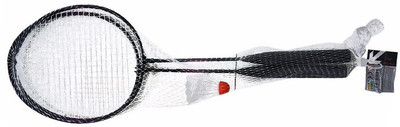 

Prime Sports Badminton Racket Set of 2 with 1 Shuttlecock - Ideal for learning kids Black Strung Badminton Racquet(G4 - 3.25 Inches, 120 g)