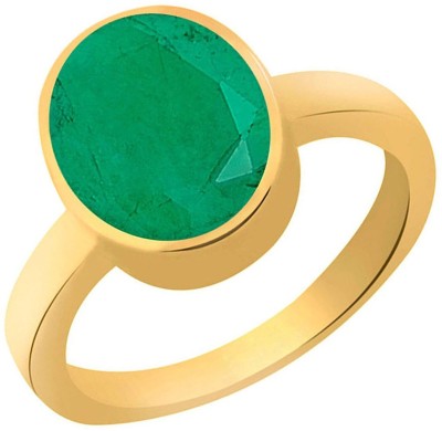 RS JEWELLERS RS JEWELLERS Gemstones 5.38-6.40 Ratti Natural Certified EMERALD panna Gemstone Panchdhatu Ring ,Pukhraj Birthstone Astrology Ring Brass Emerald Gold Plated Ring