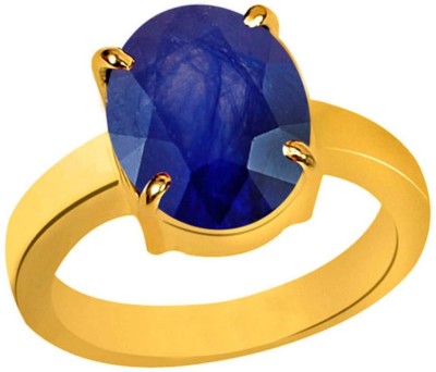 RS JEWELLERS 18K GOLD PLATED PANCHDHATU ADJUSTABLE RING STUDDED WITH NATURAL CERTIFIED 5.25-6.15 RATTI BLUE SAPPHIRE / NEELAM STONE FOR RASHI USE Metal Sapphire Gold Plated Ring