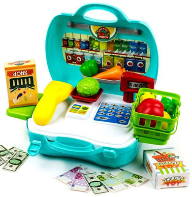 

FEMININE STYLE Organic Vegetable Cash Counter Dream The Suitcase Supermarket Play Set