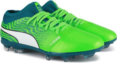 

Puma ONE 18.2 FG Football Shoes For Men(Multicolor, Green gecko-puma white-deep lagoon