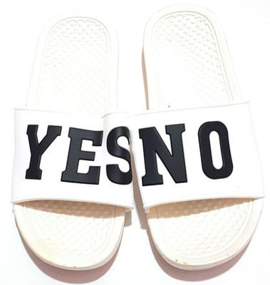 

Angel Fashion Angel Fashion YesNo Slipper for Men Slides, White