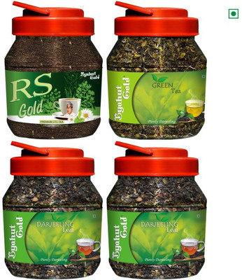 

Byahut Gold Green Tea and Darjeeling Leaf Combo 850 g with RS Gold (CTC Tea) 250g Herbs Green Tea Mason Jar(850 g)