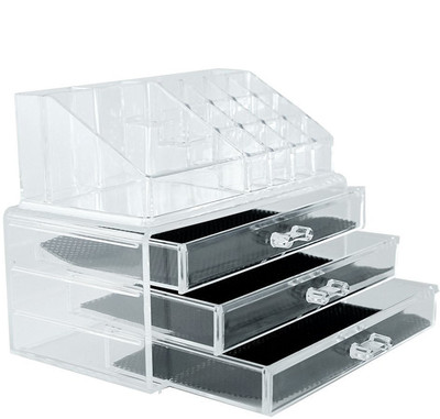 

IBS Acrylic Makeup Organizer Storage Box Case Cosmetic Jewelry 3 Drawer Makeup Container Boxes Lipstick Display Holder Stand Brushes Vanity Box makeup Vanity Box(CLEAR)
